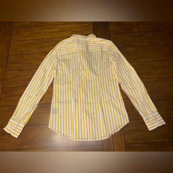 Worthington Women's Button-Down Shirt with Yellow and White Stripes - Picture 6 of 6